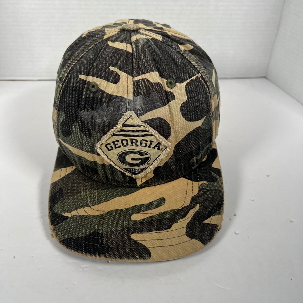 Russell Athletic Georgia Bulldogs Camo Snapback Hat Distressed Baseball Cap